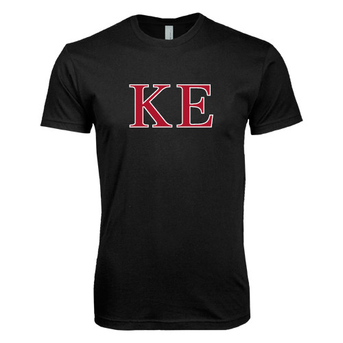  Next Level Black SoftStyle T Shirt - Two Color Greek Letters