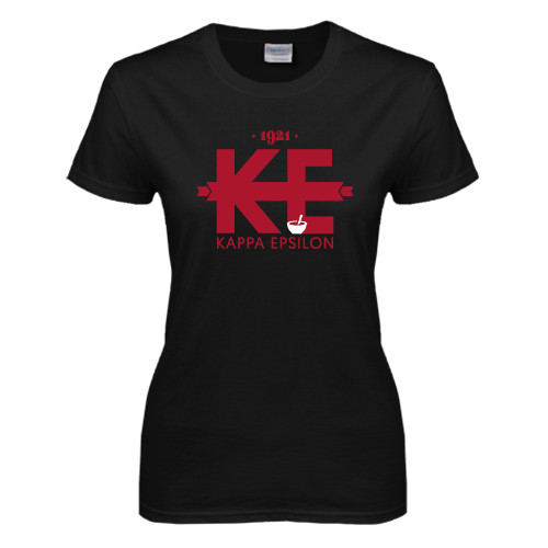 Womens Black Short Sleeve Tee-Primary Mark w/out Text