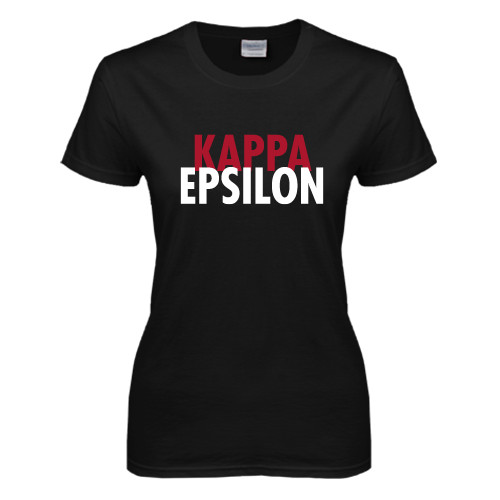 Womens Black Short Sleeve Tee-Kappa Epsilon Stacked