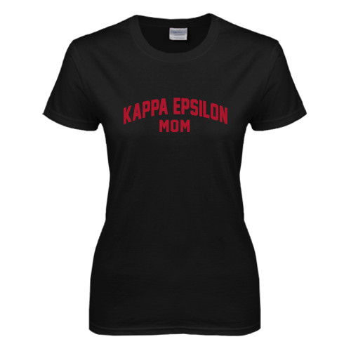 Womens Black Short Sleeve Tee-Mom