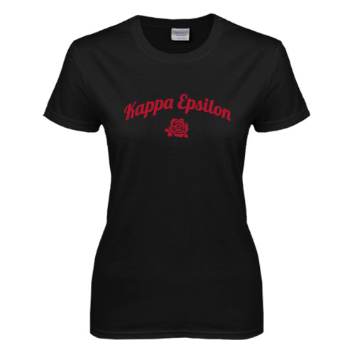 Womens Black Short Sleeve Tee-Arched Script