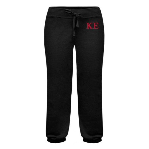 ENZA Womens Black Banded Fleece Capri-One Color Greek Letters