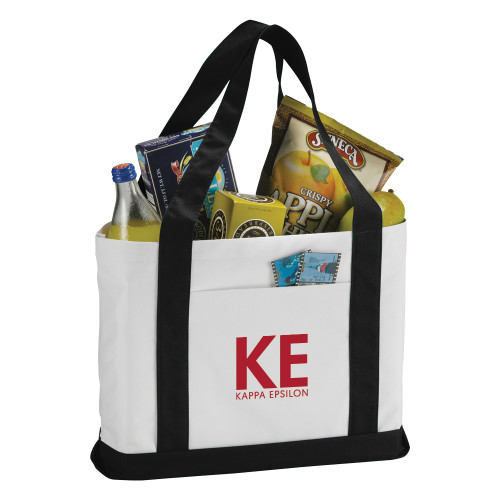  Contender White/Black Canvas Tote - KE Kappa Epsilon Stacked