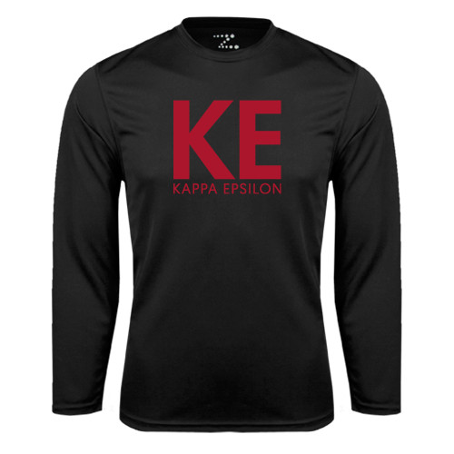 Black Performance Long Sleeve Shirt-KE Kappa Epsilon Stacked