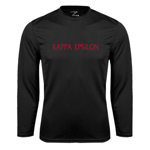 Black Performance Long Sleeve Shirt-Kappa Epsilon Flat