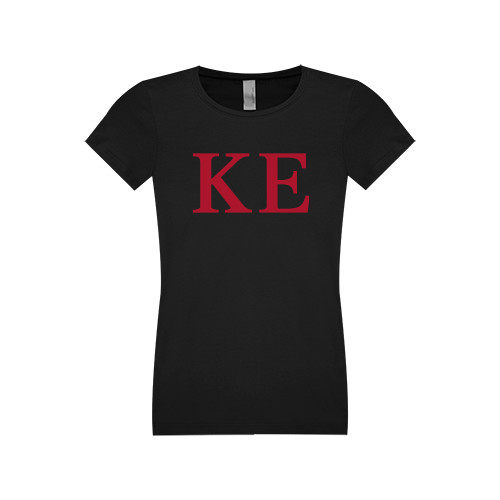 Next Level Girls Black Fashion Fit T Shirt-One Color Greek Letters