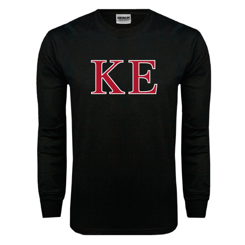 Black Long Sleeve T Shirt-Two Color Greek Letters