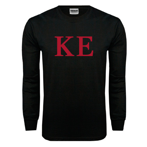 Black Long Sleeve T Shirt-One Color Greek Letters