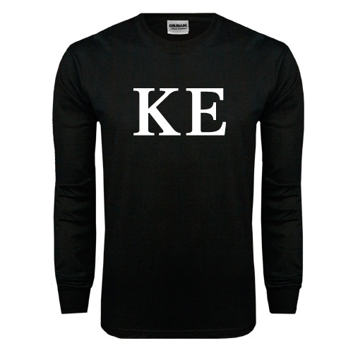 Black Long Sleeve T Shirt-One Color Greek Letters