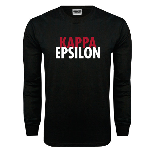 Black Long Sleeve T Shirt-Kappa Epsilon Stacked
