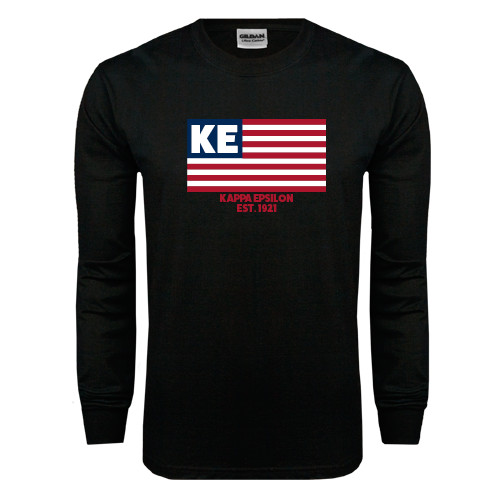 Black Long Sleeve T Shirt-American Flag