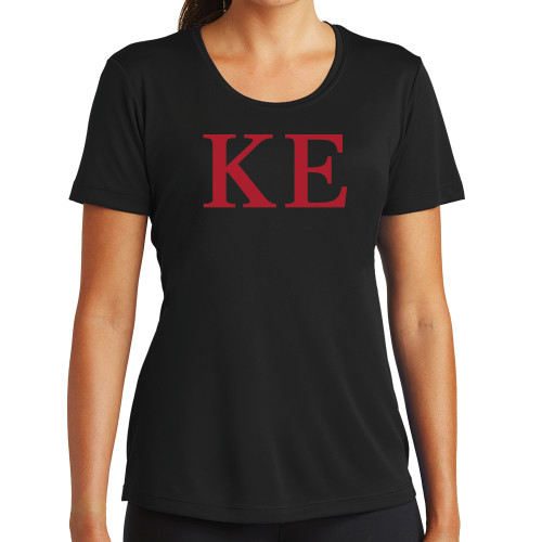Womens Black Performance Tee-One Color Greek Letters