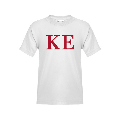 Youth White T Shirt-One Color Greek Letters