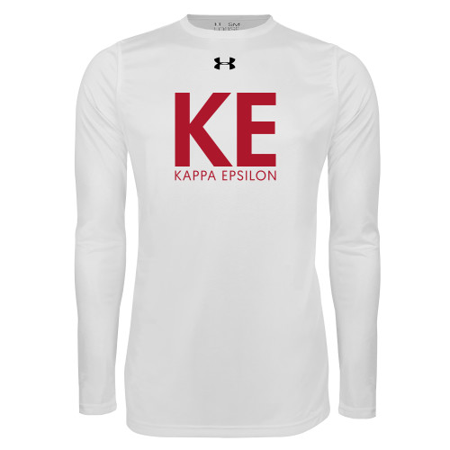 Under Armour White Long Sleeve Tech Tee-KE Kappa Epsilon Stacked
