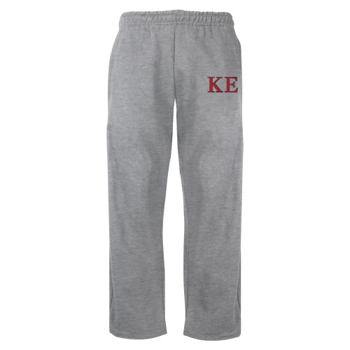 Grey Fleece Open Bottom Pant-Two Color Greek Letters