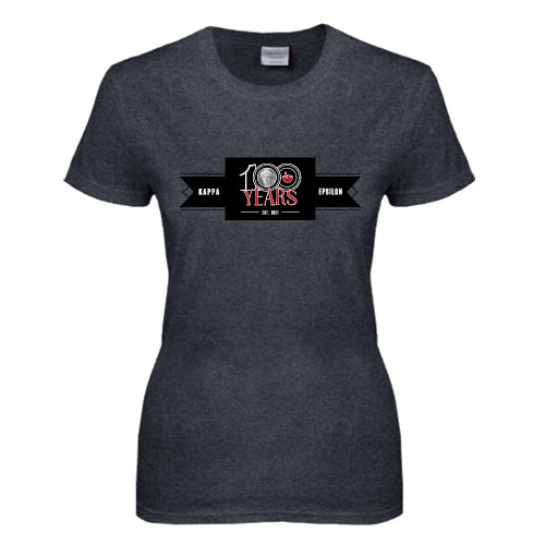  Womens Dark Heather Short Sleeve Tee - 100 Years Logo