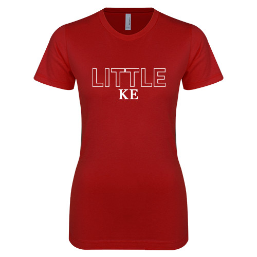 Next Level Womens Cardinal Boyfriend Tee-Block Letters w/ Pattern Little