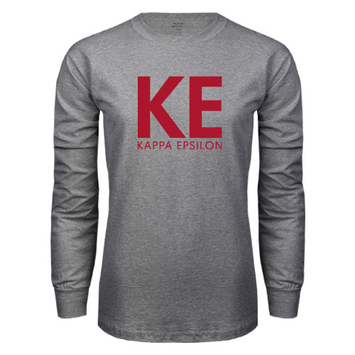 Grey Long Sleeve T Shirt-KE Kappa Epsilon Stacked