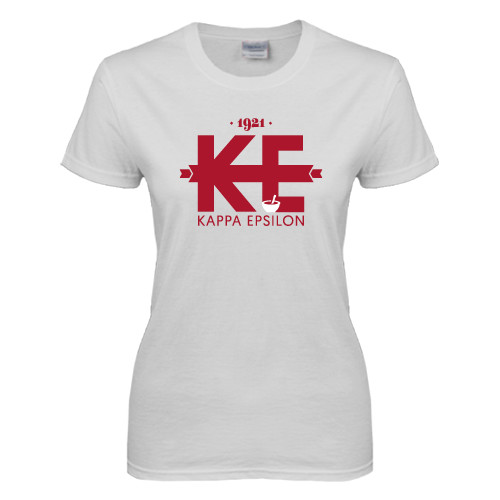 Womens White Short Sleeve Tee-Primary Mark w/out Text