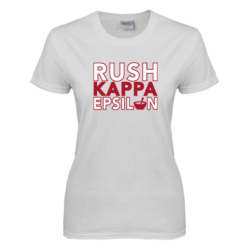 Womens White Short Sleeve Tee-Rush Stacked
