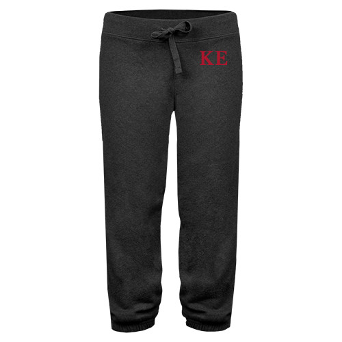 ENZA Womens Dark Heather Banded Fleece Capri-One Color Greek Letters
