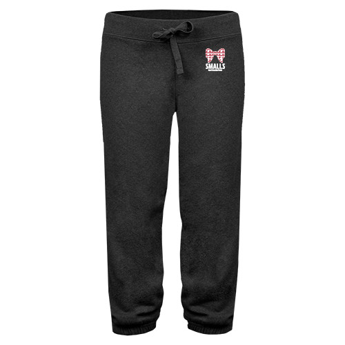 ENZA Womens Dark Heather Banded Fleece Capri-Smalls Bow