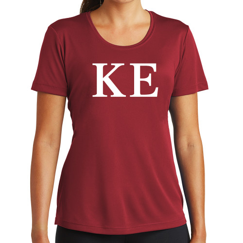 Womens Cardinal Performance Short Sleeve Tee-One Color Greek Letters