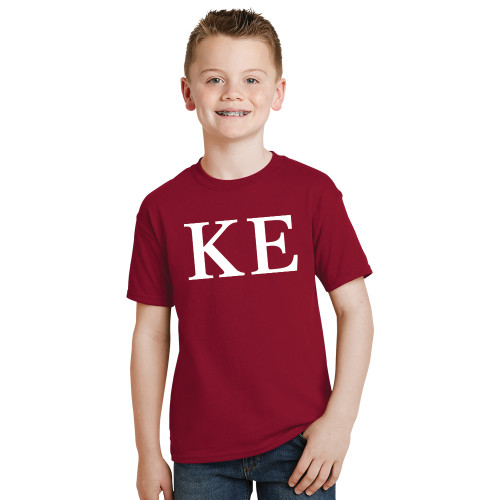 Youth Cardinal T Shirt-One Color Greek Letters