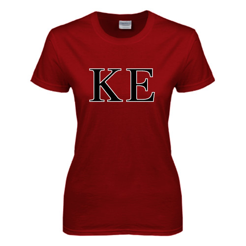 Next Level Womens Cardinal Short Sleeve Tee-Two Color Greek Letters