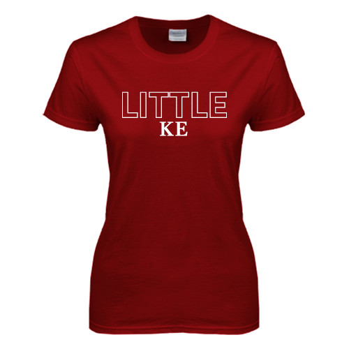 Next Level Womens Cardinal Short Sleeve Tee-Block Letters w/ Pattern Little