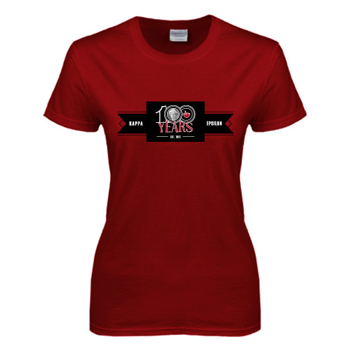  Next Level Womens Cardinal Short Sleeve Tee - 100 Years Logo