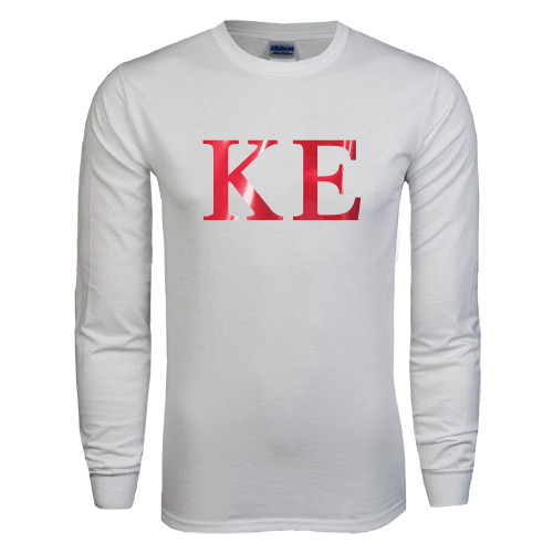  White Long Sleeve T Shirt - Greek Letters Foil