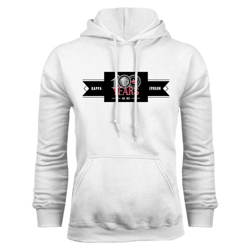White Fleece Hoodie-100 Years Logo