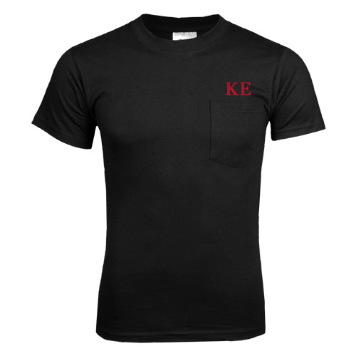  Black T Shirt w/Pocket - One Color Greek Letters