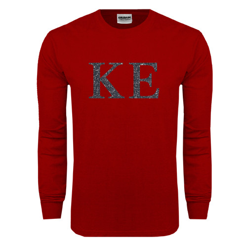  Cardinal Long Sleeve T Shirt - Greek Letters Glitter