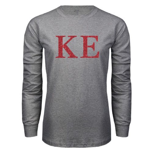  Grey Long Sleeve T Shirt - Greek Letters Glitter