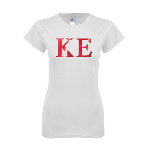 Next Level Womens White Boyfriend Tee-Greek Letters Foil