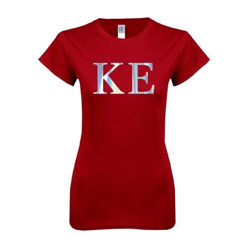 Next Level Womens Cardinal Boyfriend Tee-Greek Letters Foil