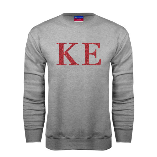 Grey Fleece Crew-Greek Letters Glitter