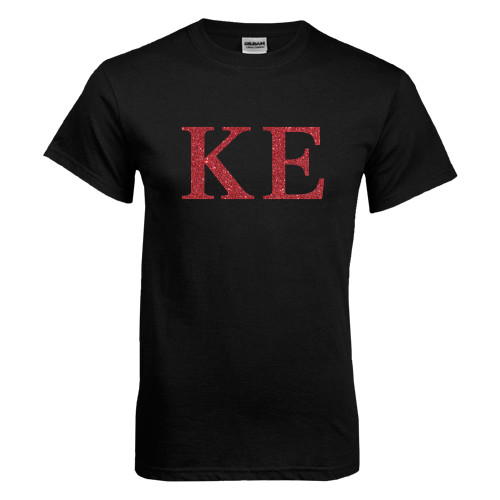 Black T Shirt-Greek Letters Glitter