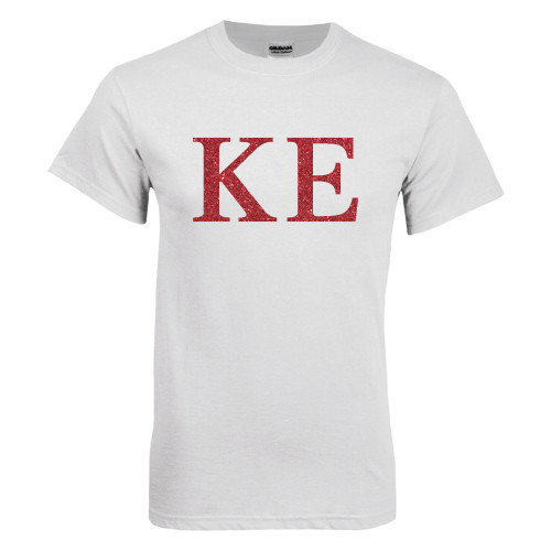  White T Shirt - Greek Letters Glitter