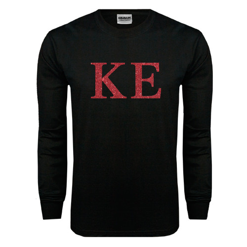  Black Long Sleeve T Shirt - Greek Letters Glitter