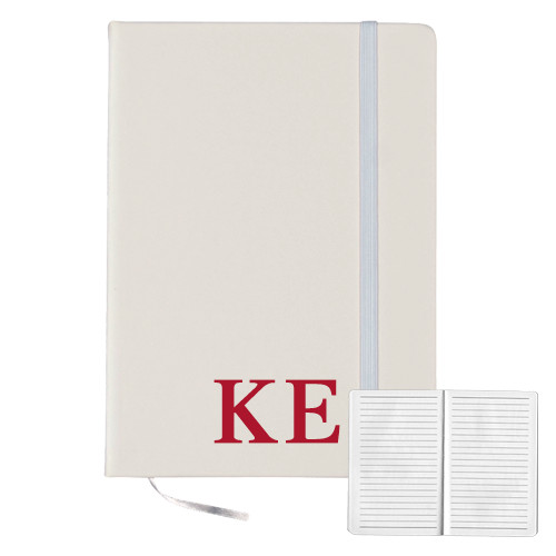 5x7 White Hard Cover Journal-One Color Greek Letters