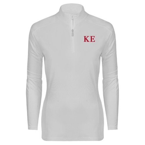 Syntrel Womens White Interlock 1/4 Zip-One Color Greek Letters