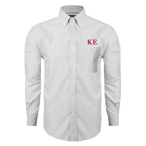 White Oxford Long Sleeve Shirt-One Color Greek Letters