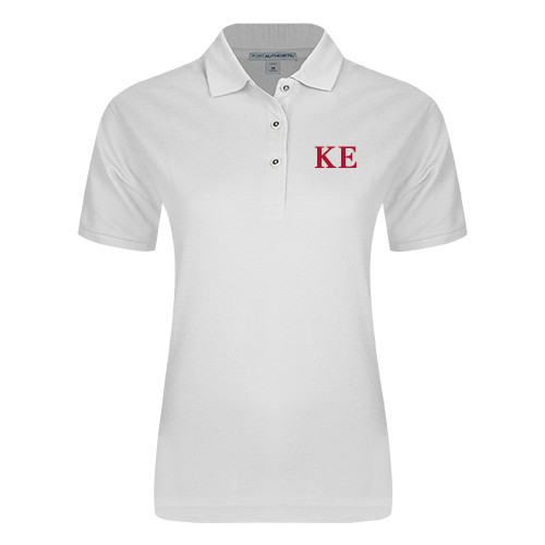 Womens Silk Touch White Pique Polo-One Color Greek Letters