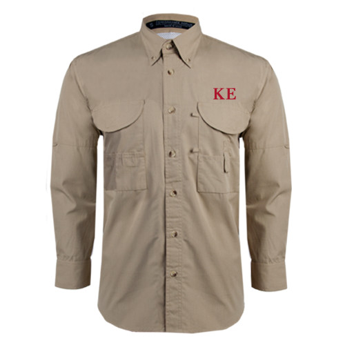 Khaki Fishing Shirt Performance Long Sleeve-One Color Greek Letters