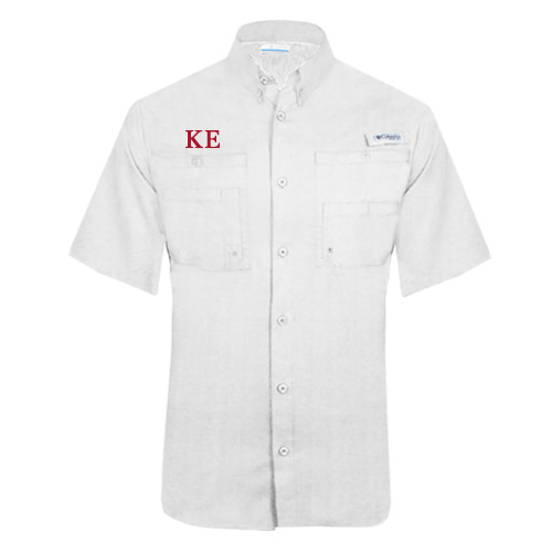 Columbia White Tamiami Performance Short Sleeve Shirt-One Color Greek Letters