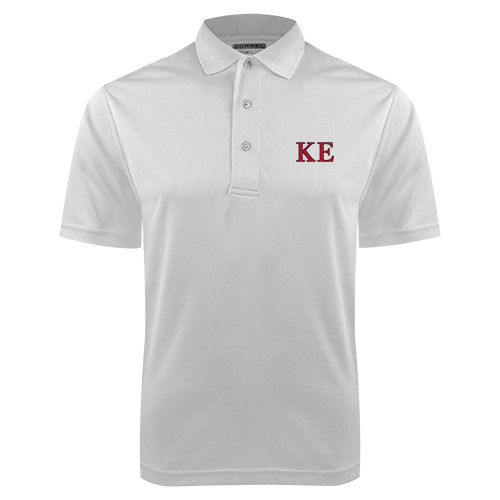 White Dry Mesh Polo-Two Color Greek Letters