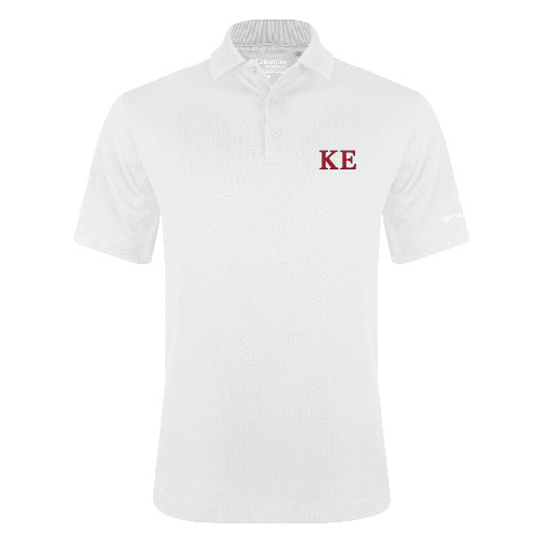 Columbia White Omni Wick Drive Polo-Two Color Greek Letters